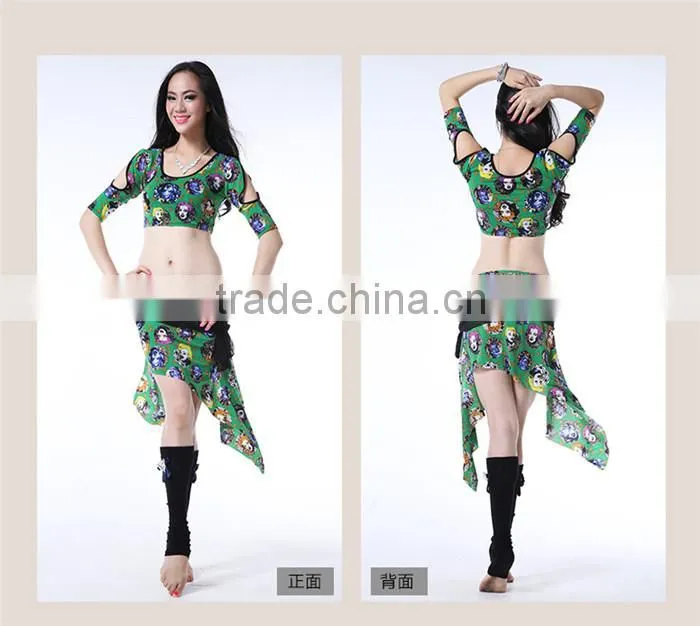 Wuchieal 2015 New Printing Belly Dance Costumes for Practice or Performance