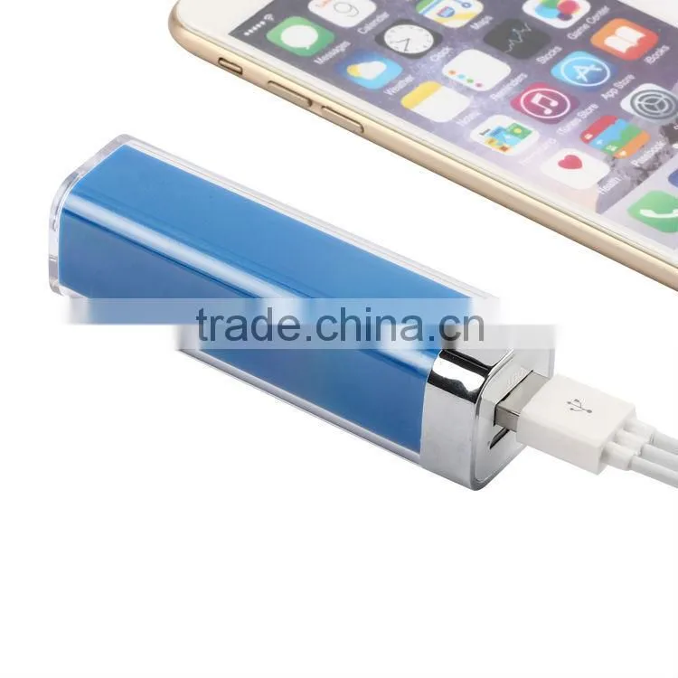 Hot new products for 2015 mini portable lipstick power bank 2600mah