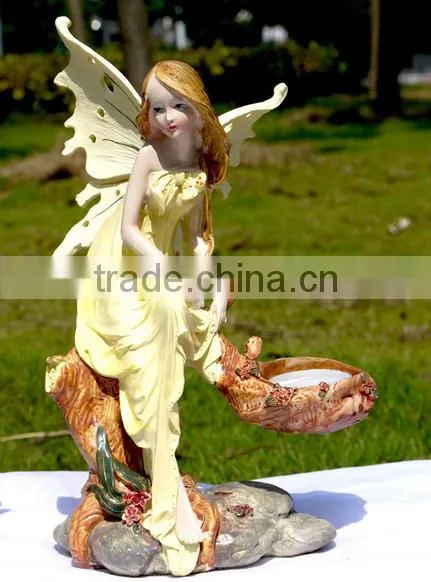 resin angel design candel holder for home decoration