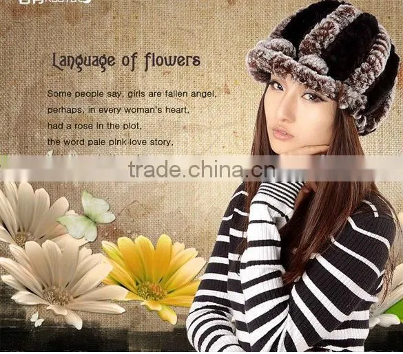 2013 women's leather strawhat rex rabbit hair hat autumn and winter warm hat cap