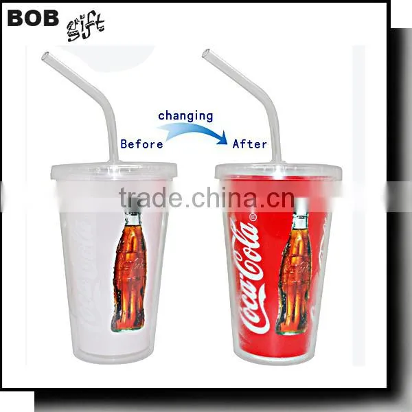 Promotional 600mL Cold Color-changing Custom Plastic Cup