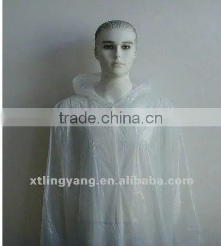 Disposable white long sleeve good quality PE visit coat /raincoat