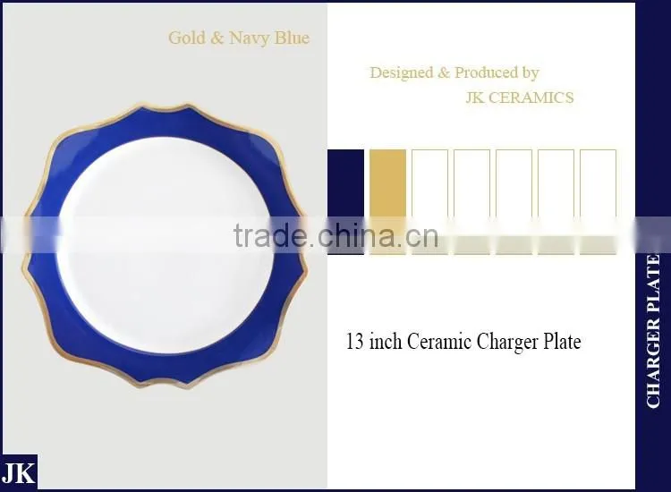 Elegant rimmed gold ceramic charger plate for wedding