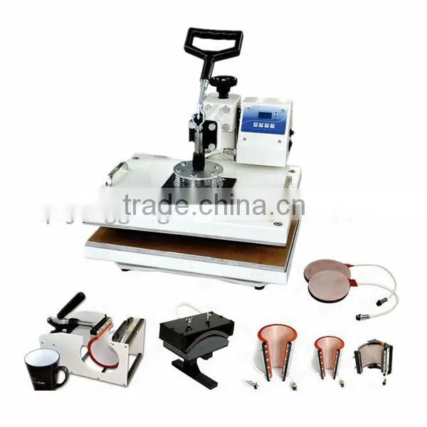 Economical Combo 8 in1 heat press machine for T-shirt/caps/mugs/Plates T-D8
