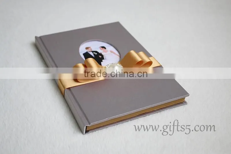 Best quality Grey silk cover wedding sign in book