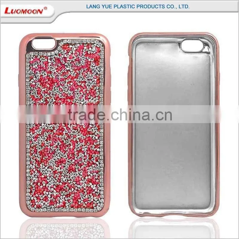 full rhinestone pink color plating soft tpu back cover case for vivo y11 y21 y31 y51 y28