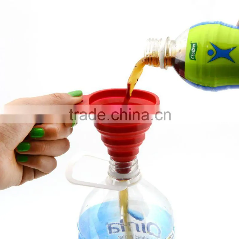 Hot selling food grade silicone collapsible folding funnel for kitchen tools