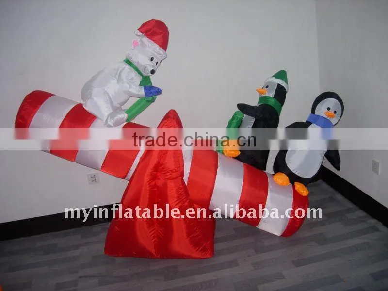 Inflatable snowman family