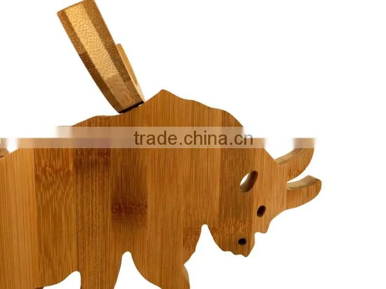 WR027/100% Bamboo Material Hot Sale Bull-Shaped Folding Bamboo Wine Rack