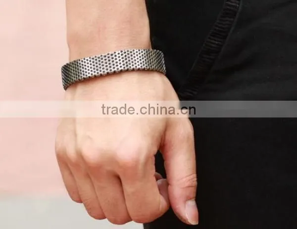 New Men's Personality Stainless Steel PU Leather Bracelet