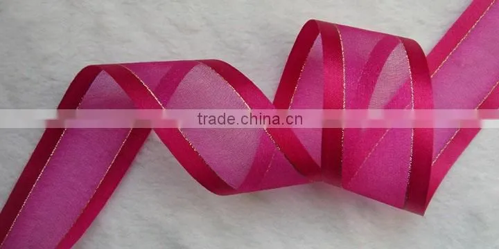 Gradual change color ribbon pink,yellow,blue,purple, 1-1/2inch wide organza ribbon,diy handmade hair accessorie,200 yard / roll.