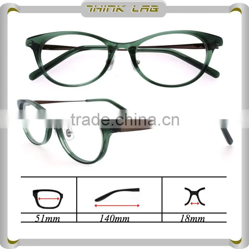 Women fashion 2016 summer acetate optical glasses in green promotional