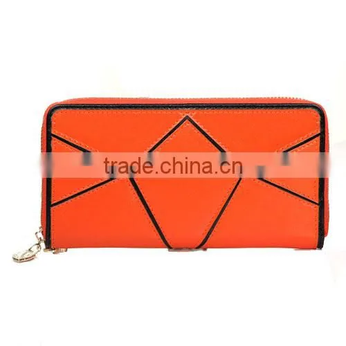 2014 Ladies Women Color Match New Fashion Genuine Leather Long Style Wallet (BCN016)
