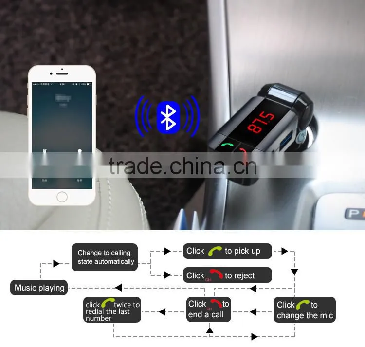 car handsfree calling usb bluetooth fm transmitter