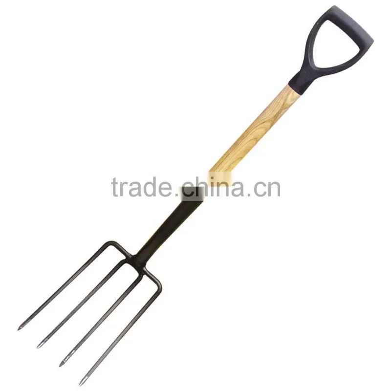 4 prongs spring garden digging fork with fiberglass handle