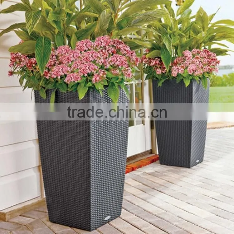 Big outdoor white resin wicker wholesale decorative plastic flower pots