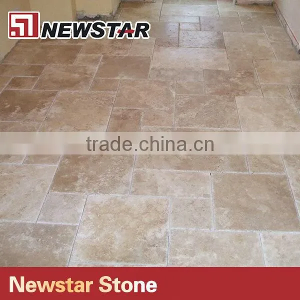 French Pattern Golden Rose Travertine Pavers Tumbled