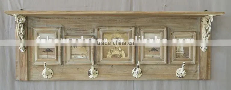 2016 new style antique wooden wall shelf drawers with ceramic hangers