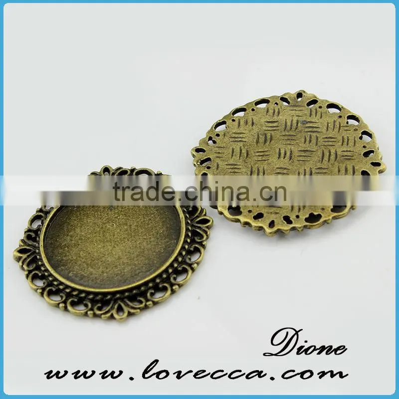 Antique brass color diy bronze setting,18x25mm antique brass plated oval pendant