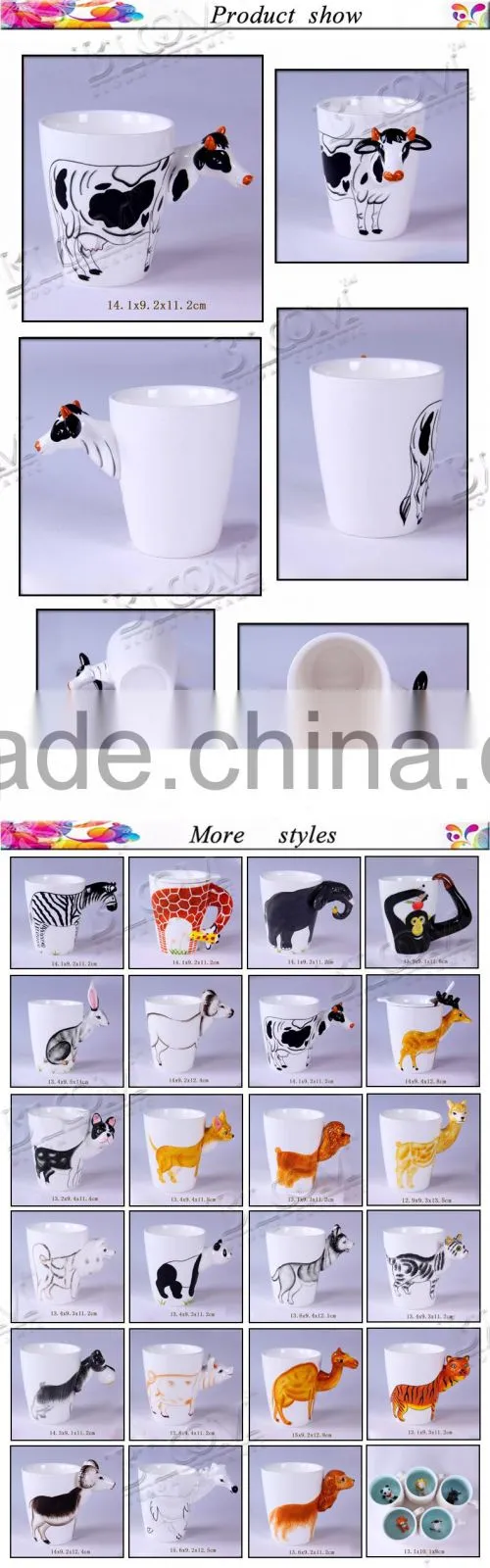 Handmade creative 3D animal ceramic coffee mug