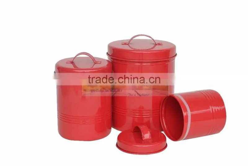 RED kitchen storage jar container set of 3