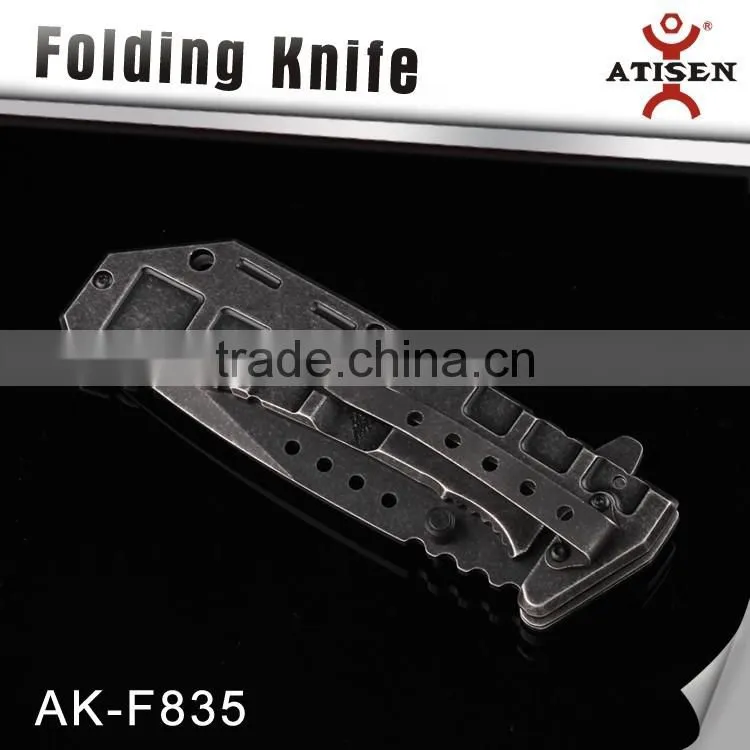Stonewash Blade Folding Knife Camping Hunting knife Tools Stainless steel Handle