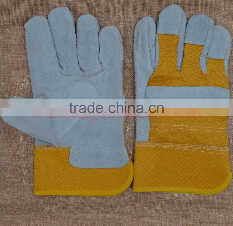 Color Safety Gloves,Cow Split Leather Work Glove,Leather cotton Welding Gloves