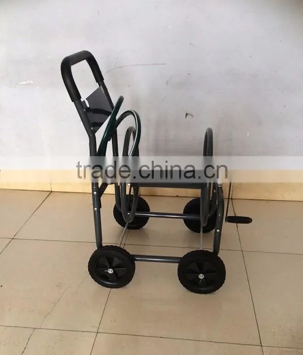 Metal Four Wheel Garden Hose Reel Cart
