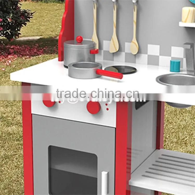 New design children pretend play wooden toy kitchen set W10C292
