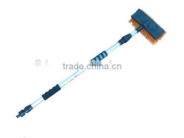 2.0Meter Aluminum telescpic handle water flow through car brush with PVC soft bristle