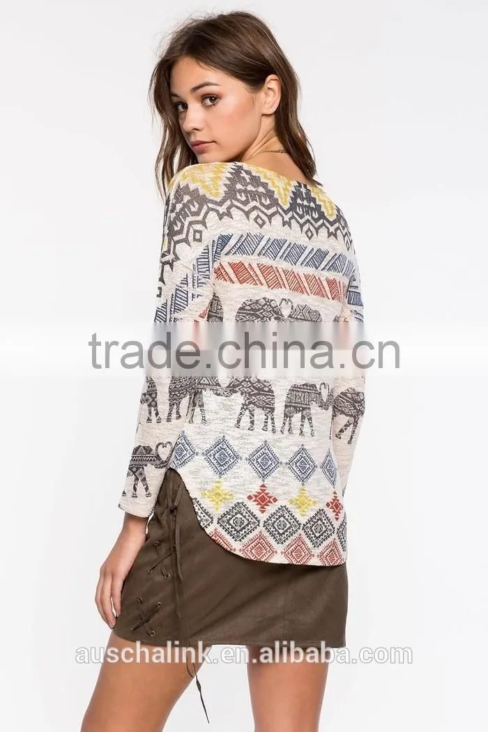 ladies elephant parade long sleeve fashion t shirt low price