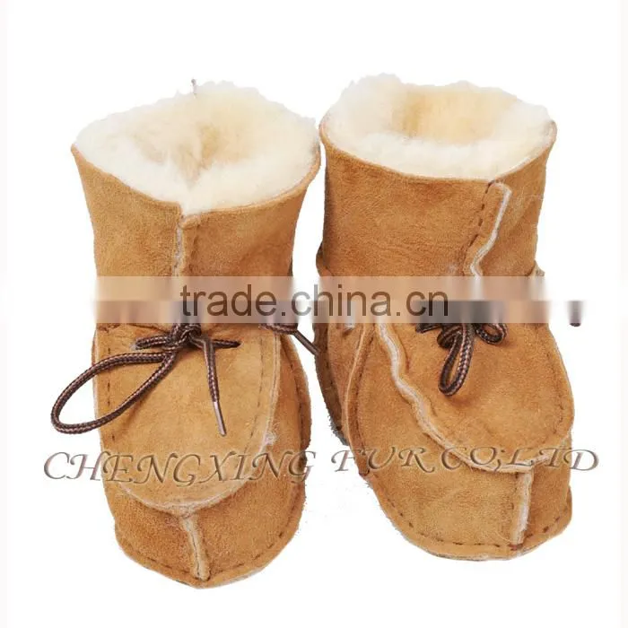 CX-SHOES-05C Chengxing Fur Wholesale Real Sheepskin Baby Shoes