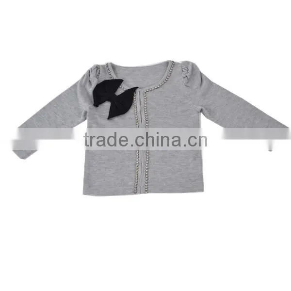 2014 New girl's two-stone bowknot bead girl sweater 12 years