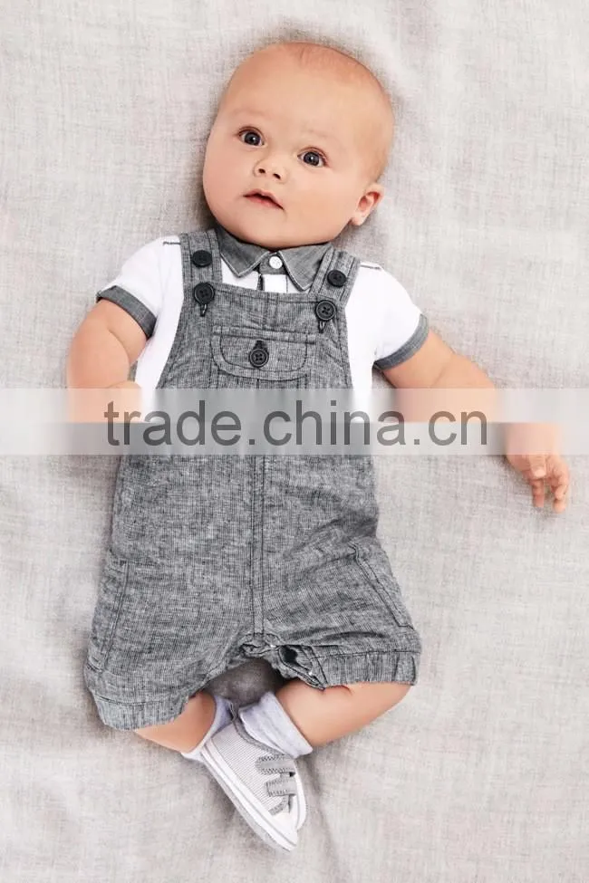 Wholesale boutique kids jean pants baby clothes set summer denim overalls for baby boy