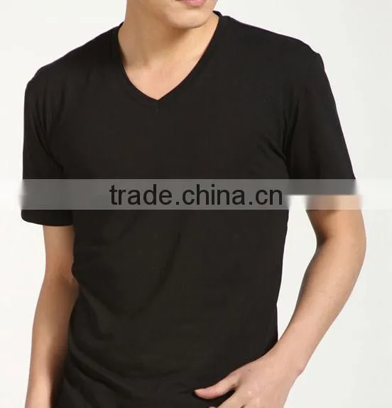 CUSTOM PLAIN DYED V-NECK MEN'S T-SHIRT TRENDY AEROPOSTALE WHOLESALE SHIRTS COOL BLACK SOFT GOOD QUALITY SHIRT CHINA CLOTH MAKER