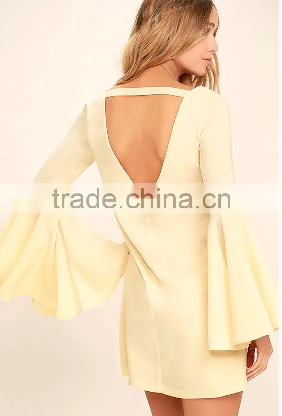 New Lastest Design Ladies Dress long sleeve vintage v neck sleeve autumn dress Casual Dress