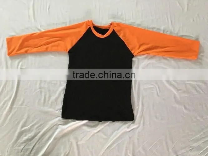 Plain reglan baby girl long sleeve t shirt cotton kids clothing ruffle wholesale bulk reglan Halloween shirt