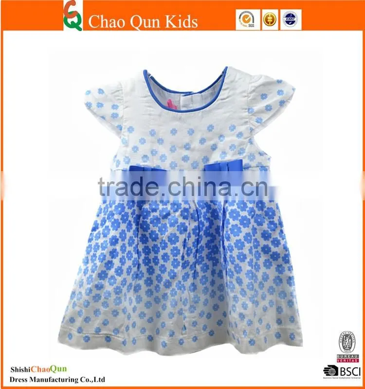New classic stripes muti-layers summer latest fashion dresses with bow print
