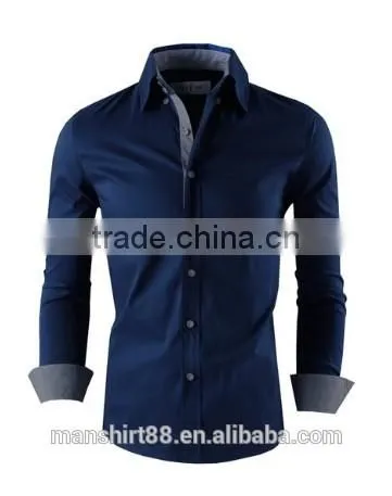 2016 multi color high collar button down slim fit casual shirt for men