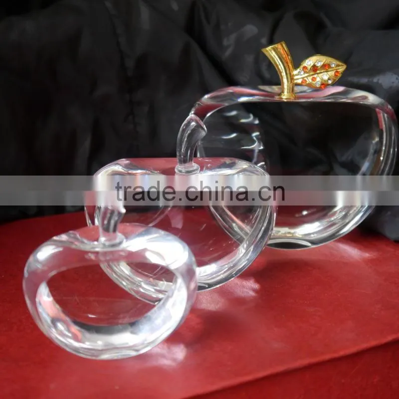 3D laser carving Crystal Apple for wedding gifts and home decorations