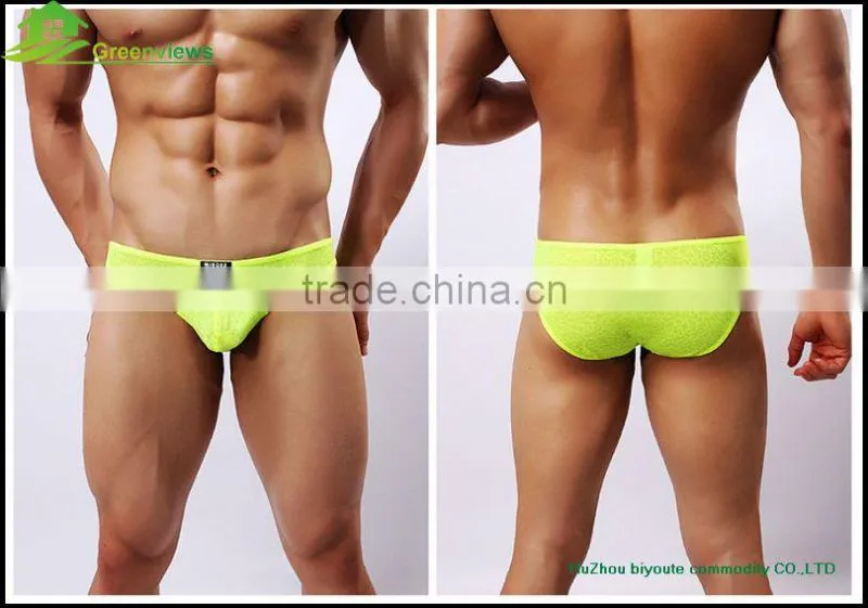Sexy colorful mens boxer briefs in own design man sexy underwear transparent men's knitted briefs