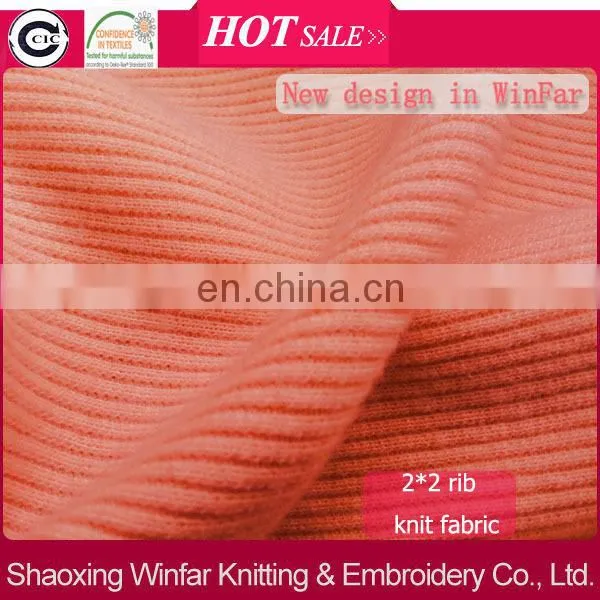Winfar China Rib factory 95%polyester 5%spandex 2*2 design rib boat for clothing