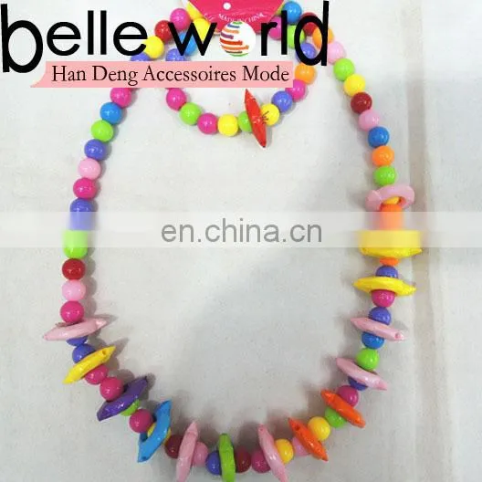 neon color flower beaded children baby plastic necklace