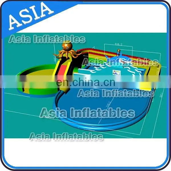 Inflatable Giant Outdoor Inflatable Water Park , Inflatable Amusement Park , Inflatable Fun Land For Adults