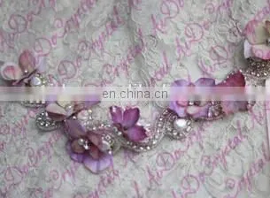 Aidocrystal pink flower pearl lace headband bridal wedding fascinators women hair accessories