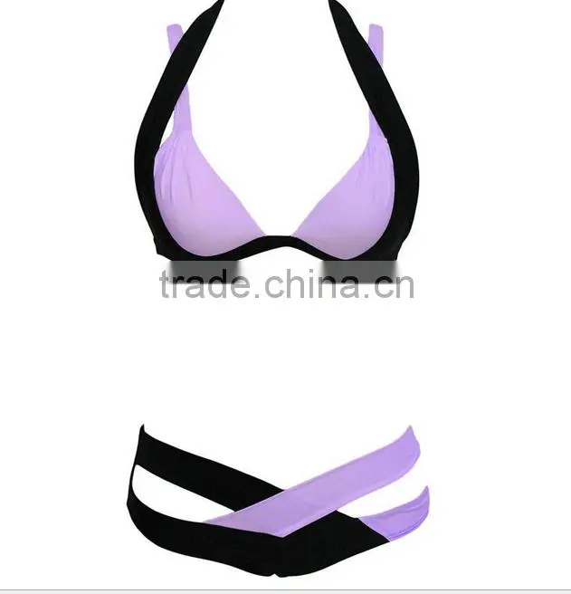 2016 new design girl Sexy european style bikinis black and white Women's Bikini Style free samples