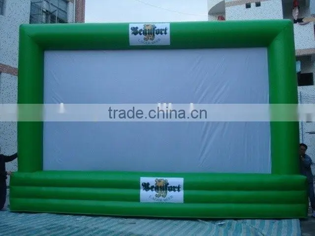 green outdoor portable giant advertising pvc inflatable projector screen inflatable movie screen