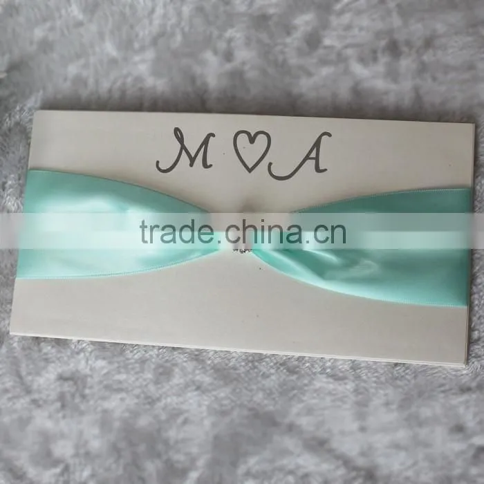 2016 Handmade Silver Glitter Paper Luxury Brooch Wedding Invitation Cards