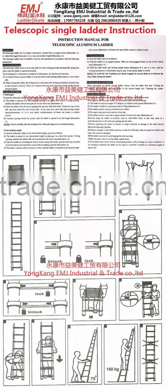 2m Single Telescopic ladder