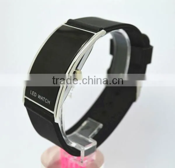 LED silicone watch for man with colorful silicone strap,red or blue led lights